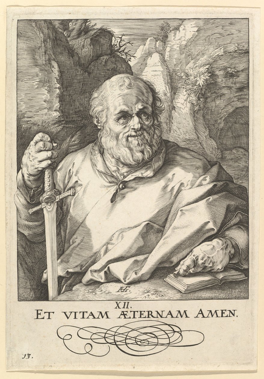 San Matías, de Cristo, los Apóstoles y San Pablo con el Credo, ca. 1589 de Hendrik Goltzius
