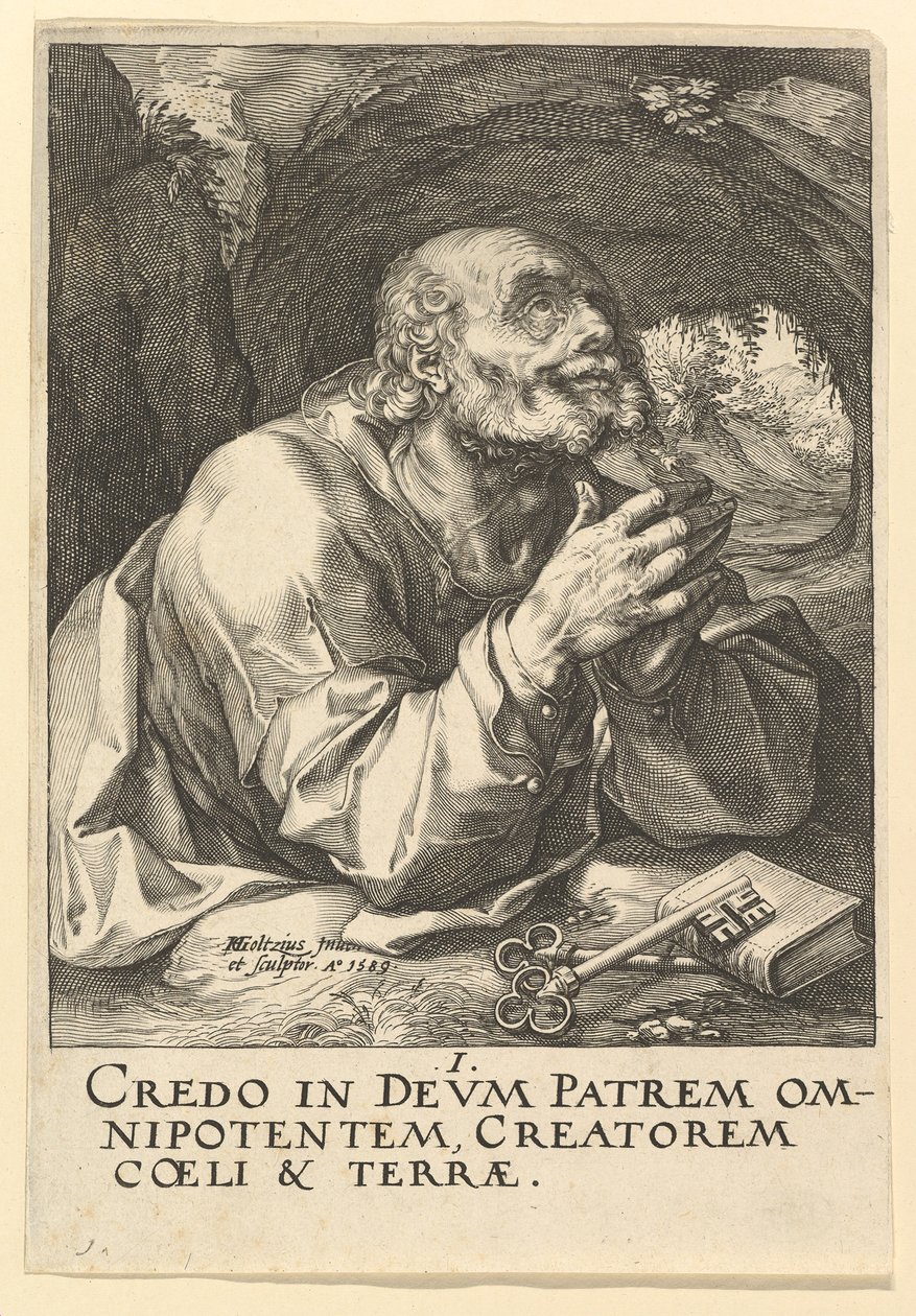 San Pedro, de Cristo, los Apóstoles y San Pablo con el Credo de Hendrik Goltzius