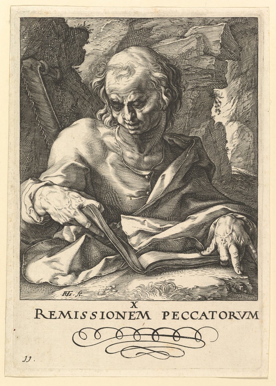 San Simón, de Cristo, los Apóstoles y San Pablo con el Credo, ca. 1589 de Hendrik Goltzius