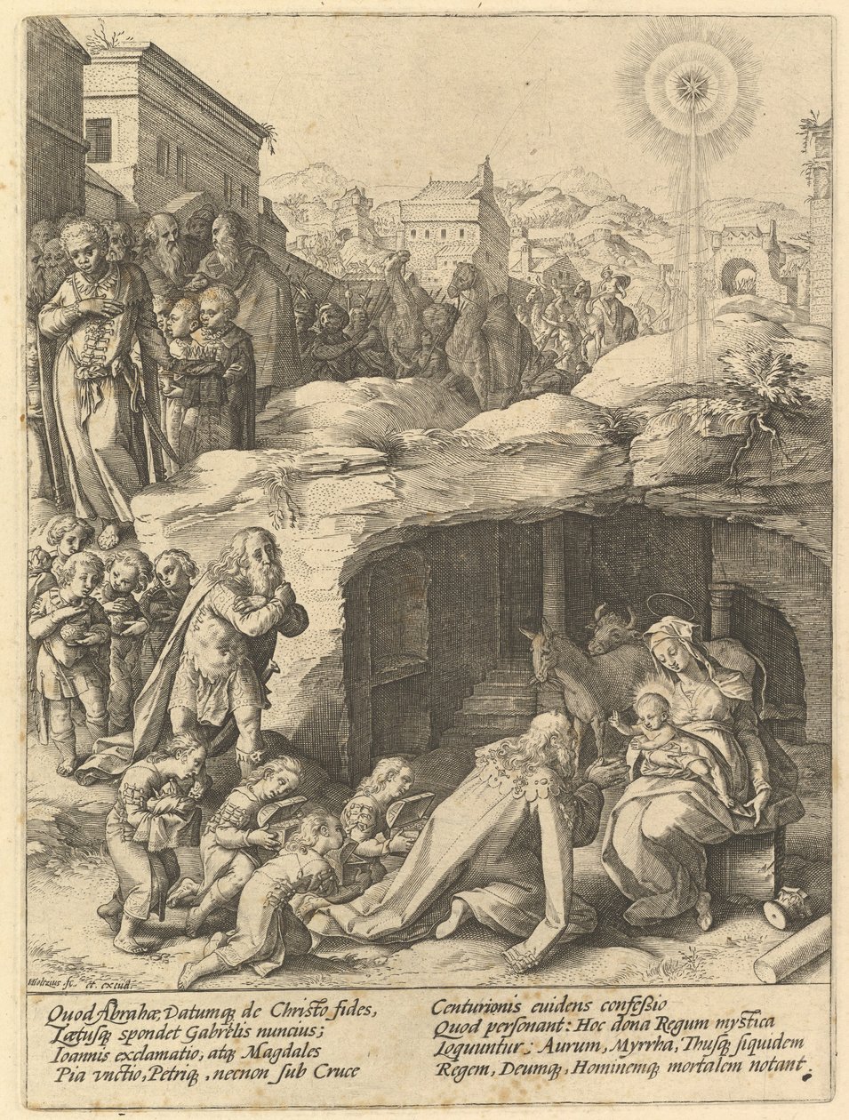 La Adoración de los Magos, ca. 1585 de Hendrik Goltzius