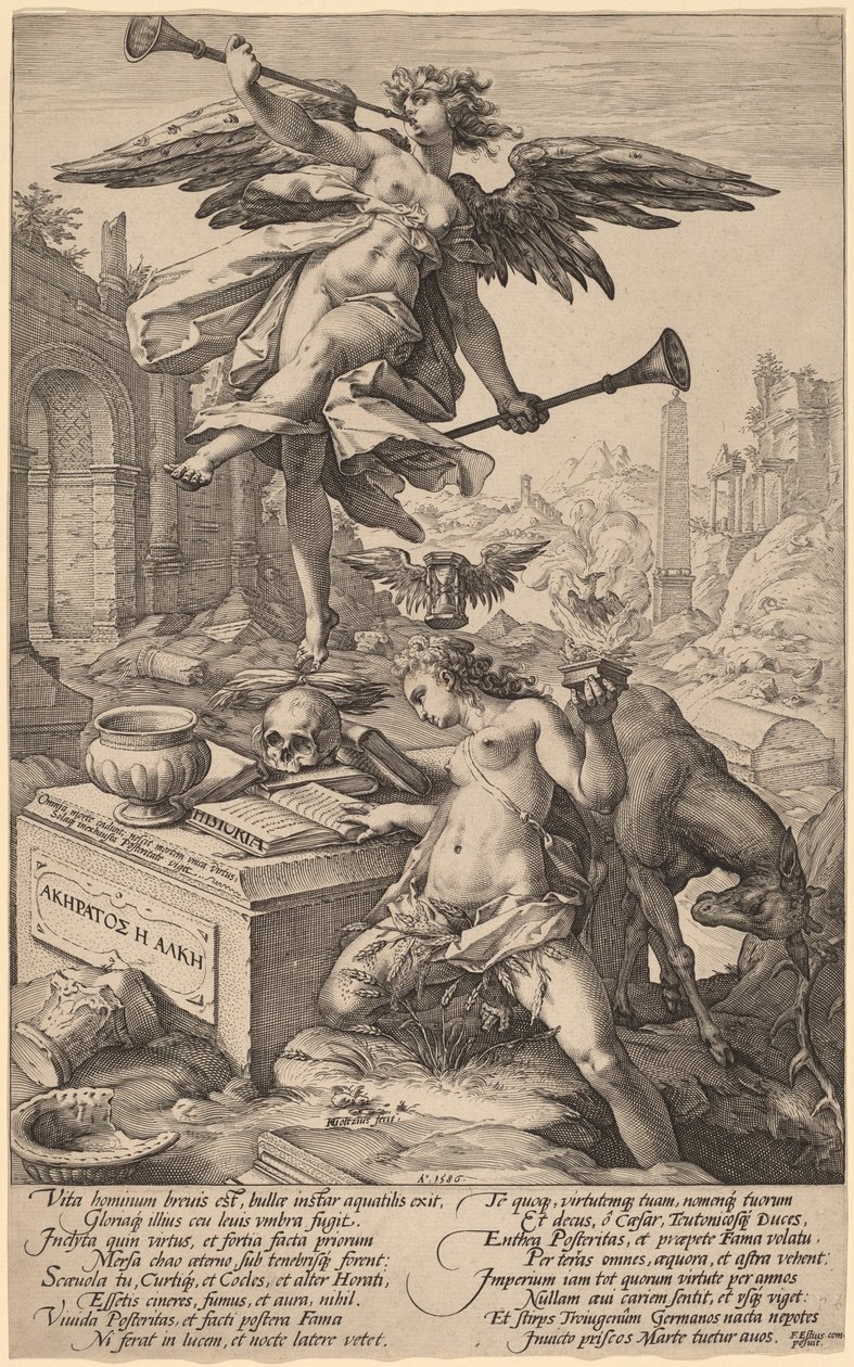 La alegoría de la fama y la historia de Hendrik Goltzius