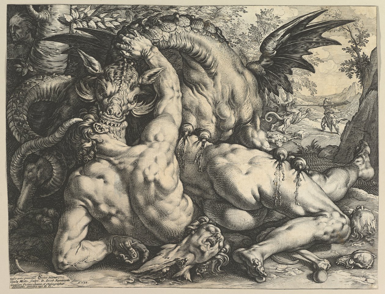 El dragón devorando a los compañeros de Cadmo, 1588 de Hendrik Goltzius
