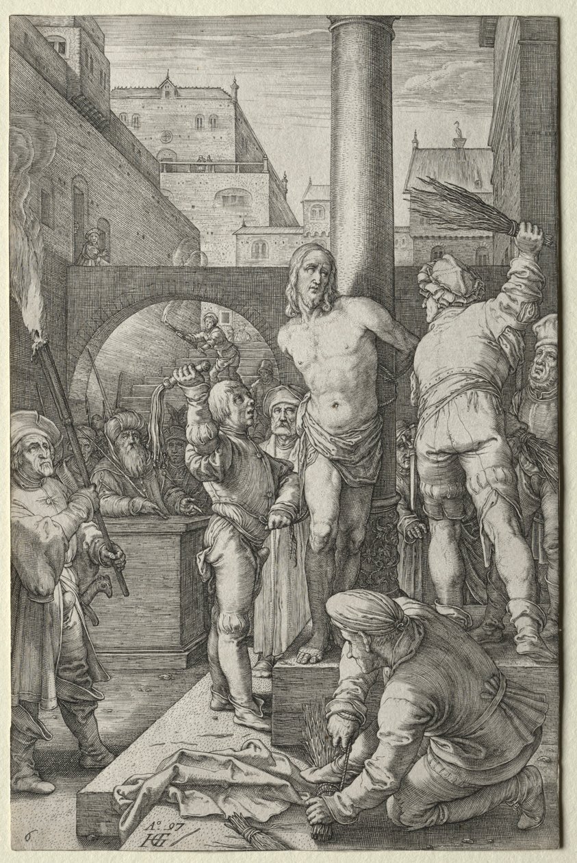 La flagelación de La Pasión de Hendrik Goltzius