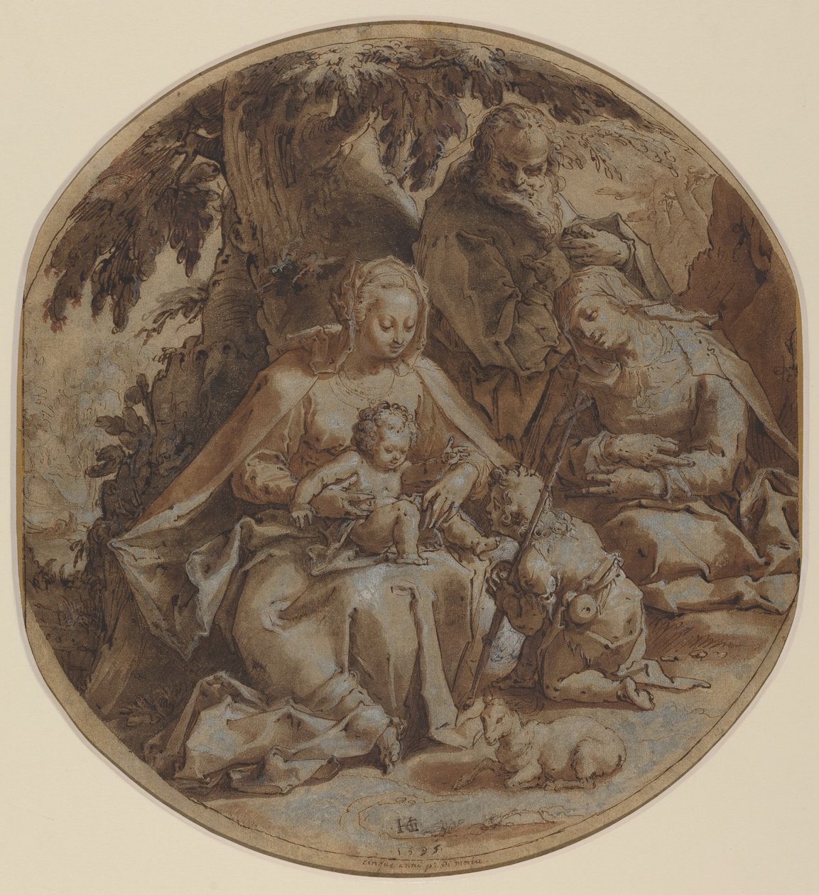 La Sagrada Familia con Santa Isabel y San Juan Bautista de Hendrik Goltzius