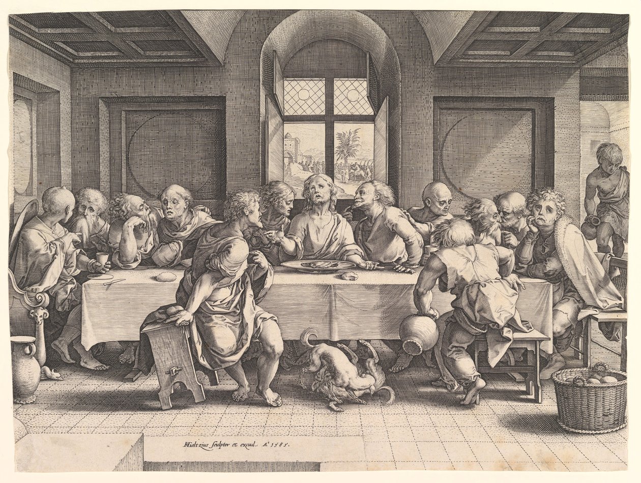 La última cena, 1585 de Hendrik Goltzius