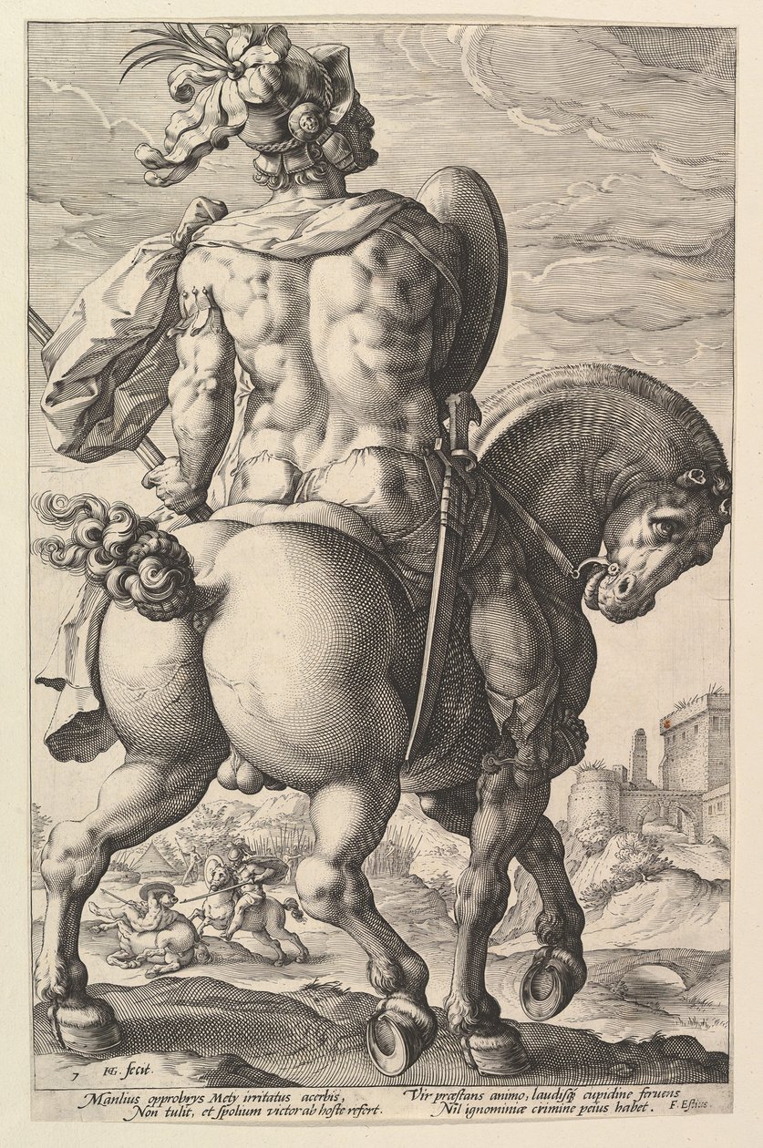 Tito Manlio, de la serie Los Héroes Romanos, 1586 de Hendrik Goltzius