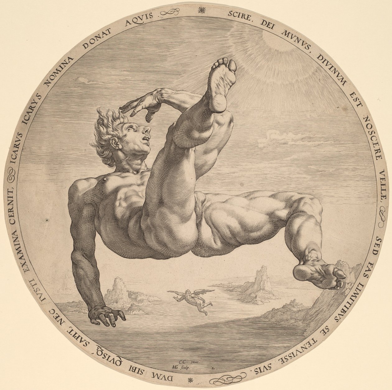 Ícaro de Hendrik Goltzius, after Cornelis Cornelisz van Haarlem
