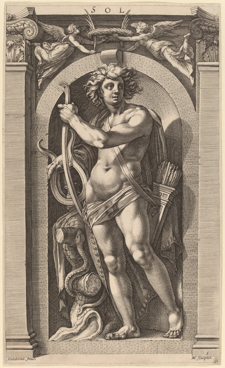 Sol o Apolo de Hendrik Goltzius after Polidoro da Caravaggio