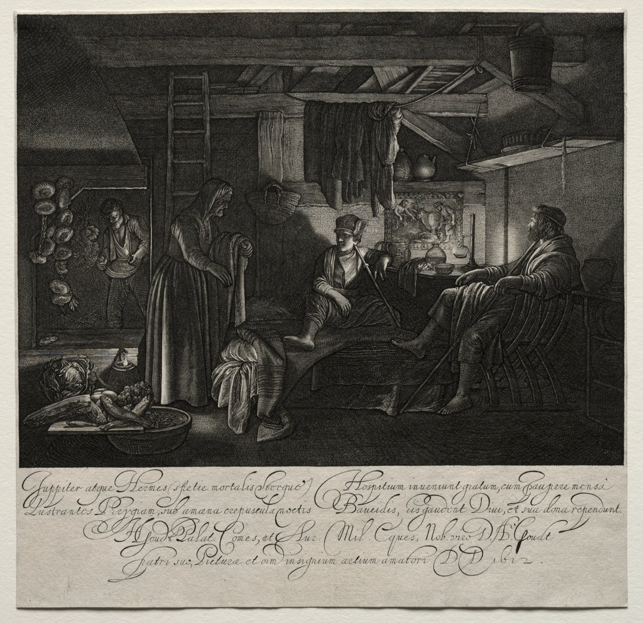 Júpiter y Mercurio en la Casa de Filemón y Baucis de Hendrik Goudt