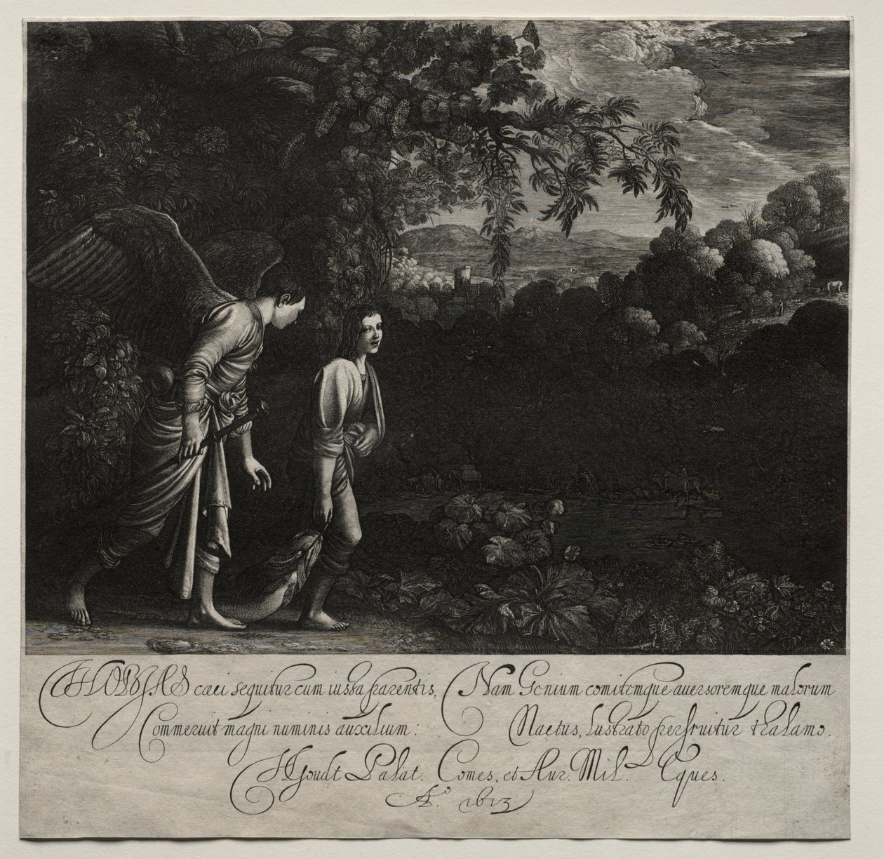 Tobías y el Ángel (gran placa) de Hendrik Goudt
