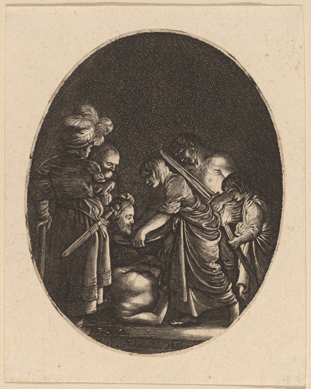 Decapitación de San Juan Bautista de Hendrik Goudt after Adam Elsheimer