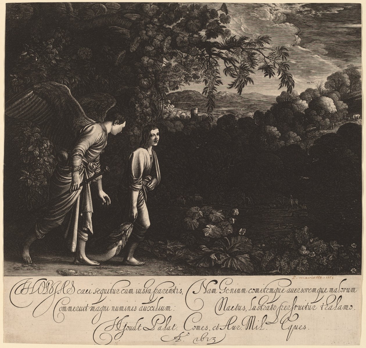 Tobías y el ángel (El gran Tobías) de Hendrik Goudt after Adam Elsheimer