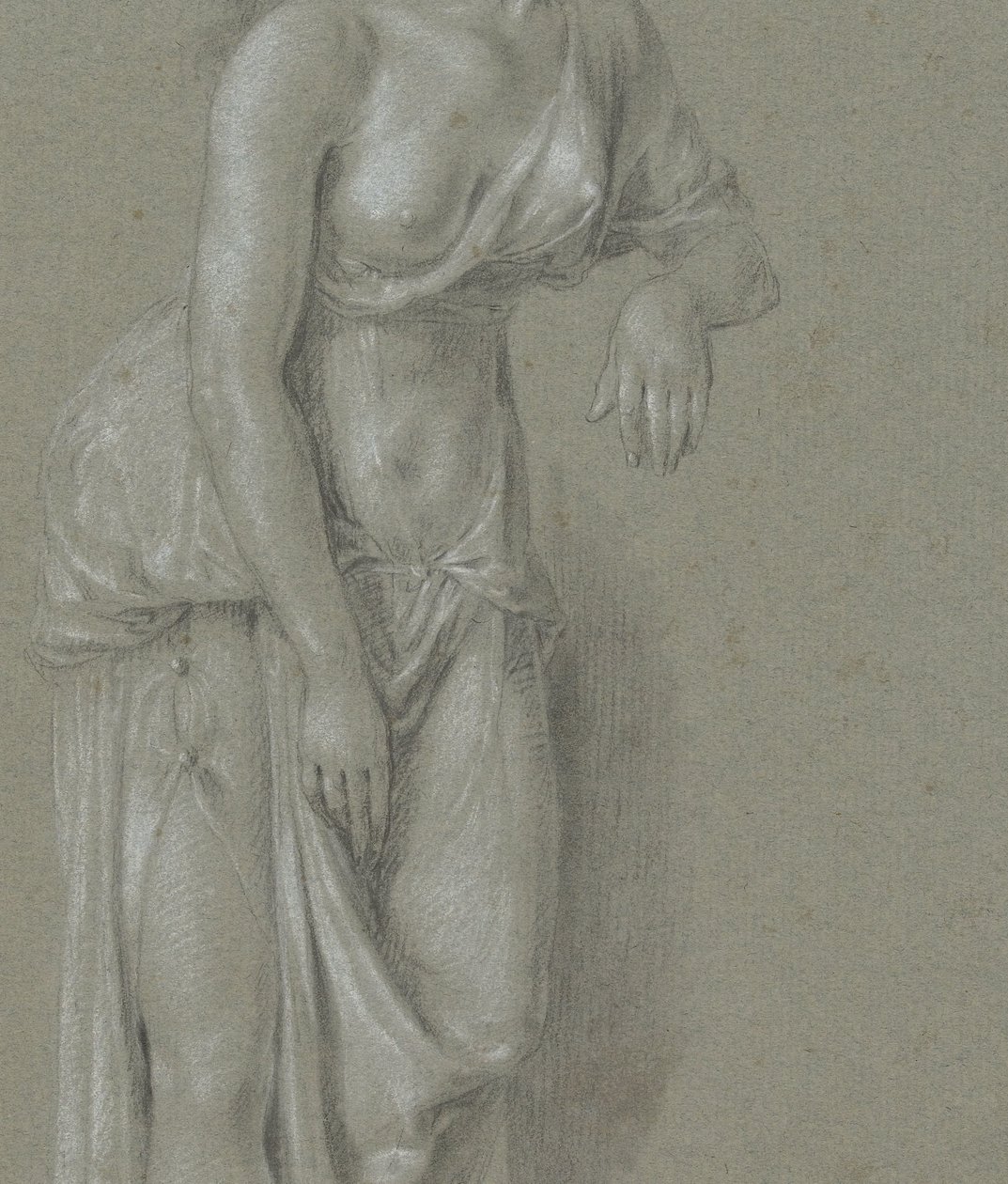 Estudio de la figura de una mujer con túnica clásica, de pie y de tres cuartos a la derecha de Hendrik Hoogers