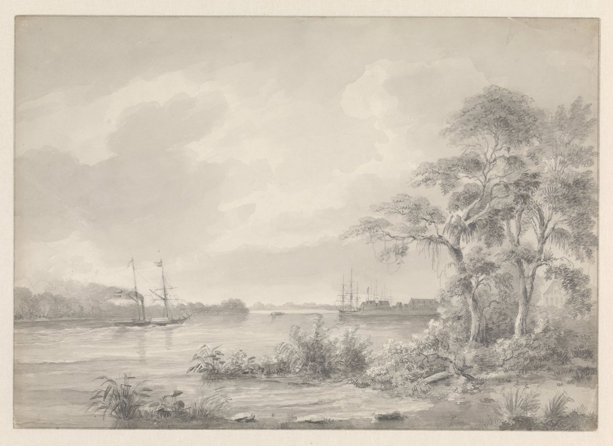 Fuerte Zeelandia visto al navegar por el río Surinam de Hendrik Huygens