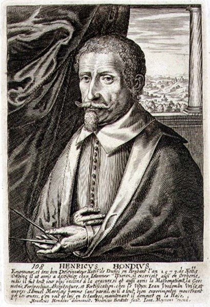 Autorretrato, lámina 108 de una serie de retratos de artistas, grabado por Frederik Bouttats II de Hendrik I (after) Hondius