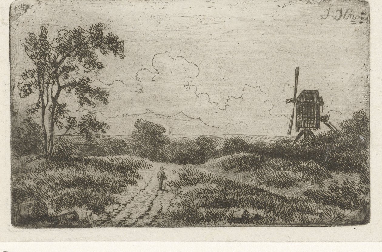 Figura en un camino cerca de un molino de Hendrik Jan Hein