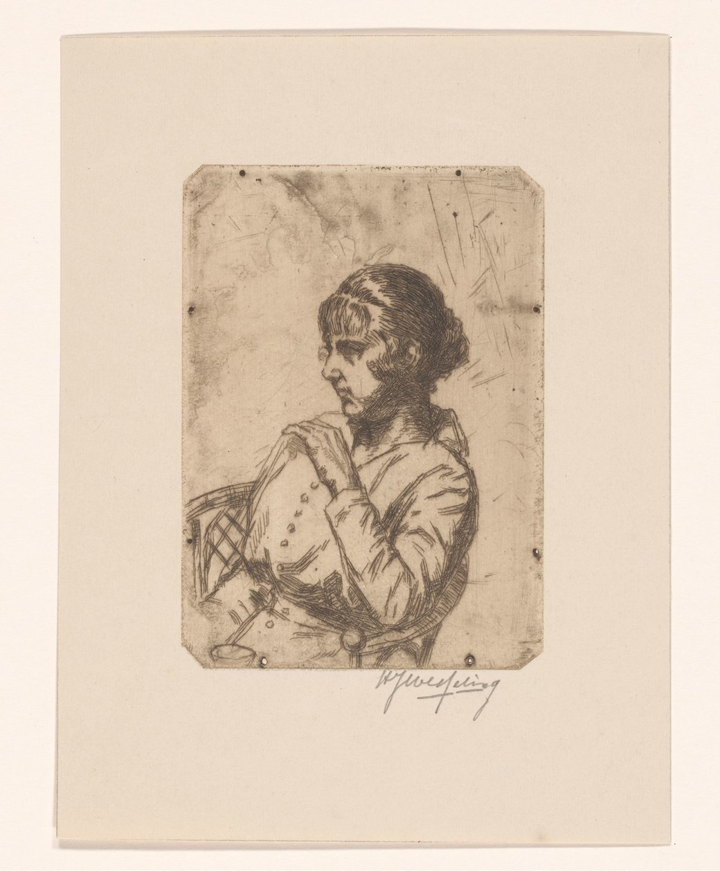 mujer en una silla de Hendrik Jan Wesseling (signed by artist)