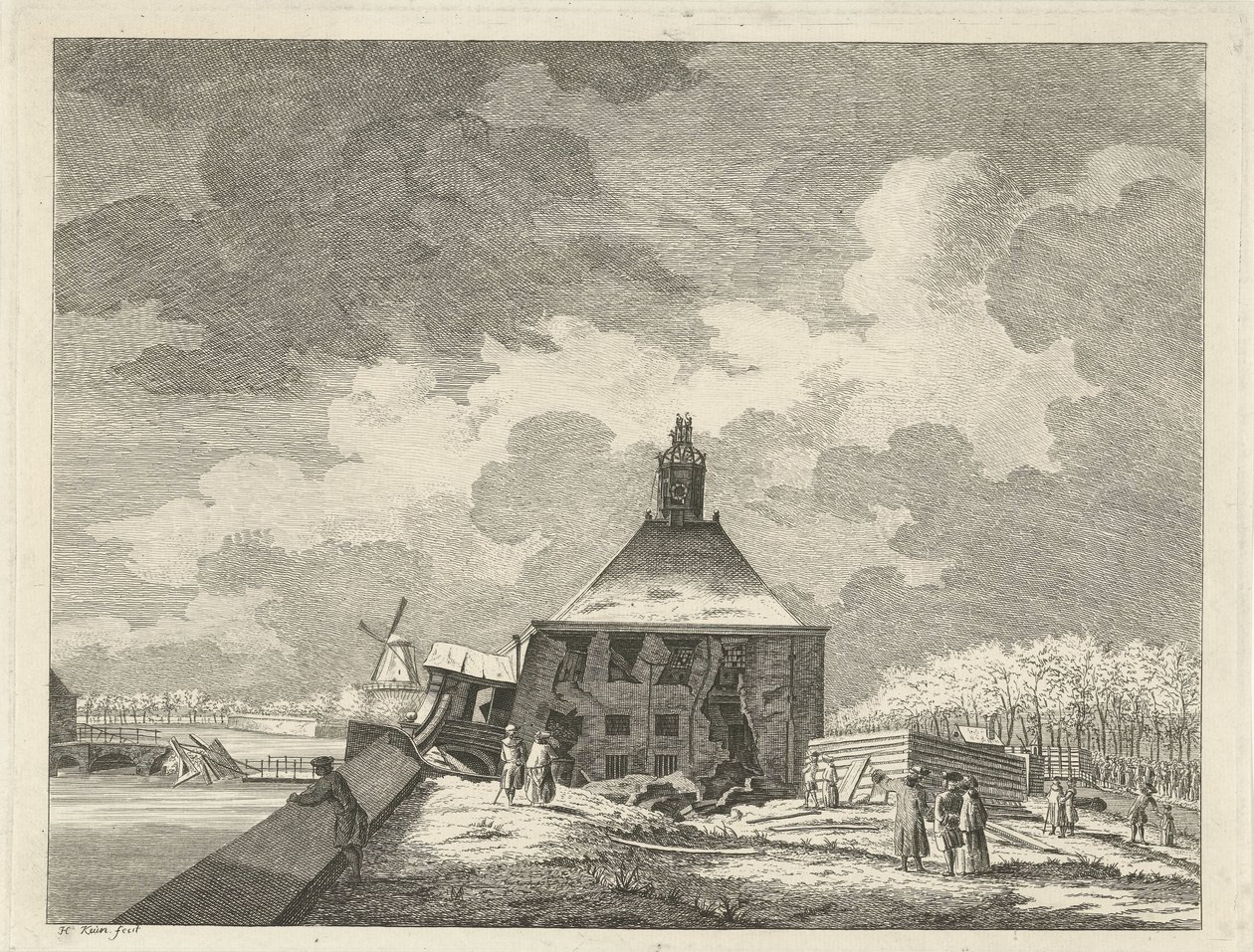Sagged Muiderpoort, visto desde la rampa, 1769 de Hendrik Keun