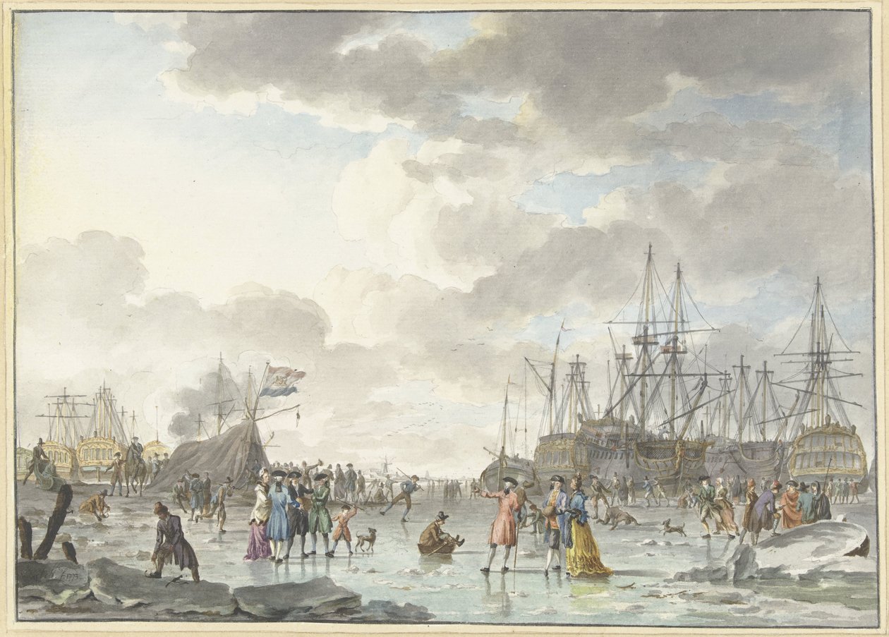 Feria de la escarcha en un río helado con barcos
Entretenimiento sobre hielo en un río congelado con barcos de Hendrik Kobell