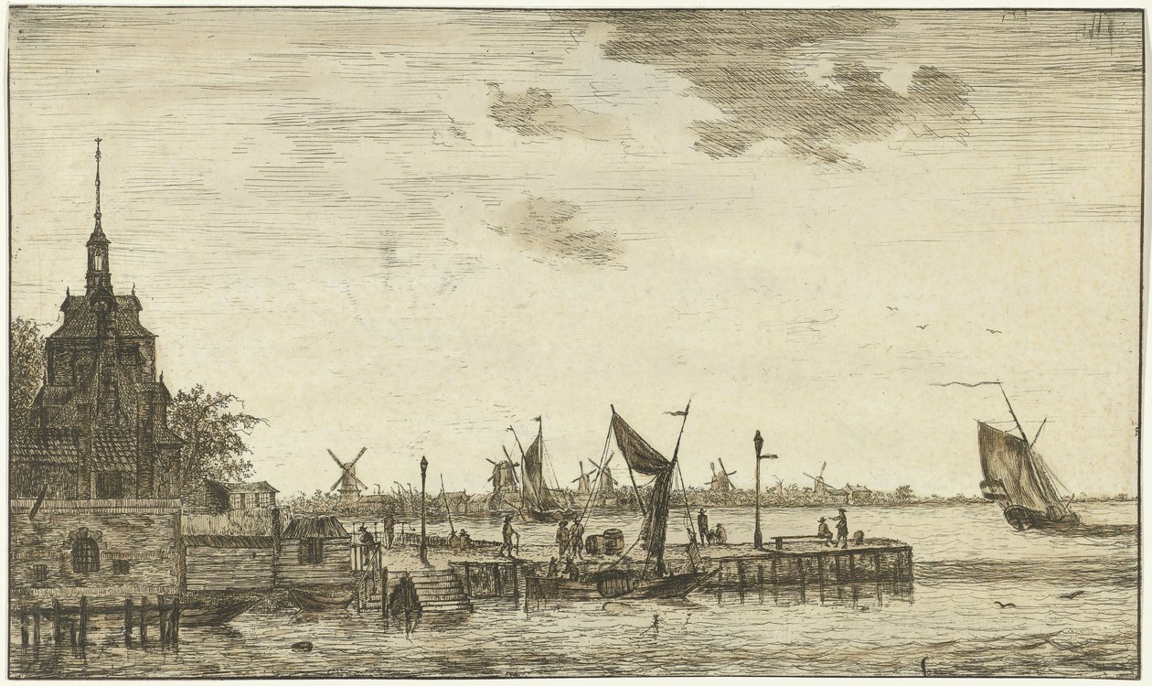 Vista del puerto en el Oude Hooft en Rotterdam de Hendrik Kobell