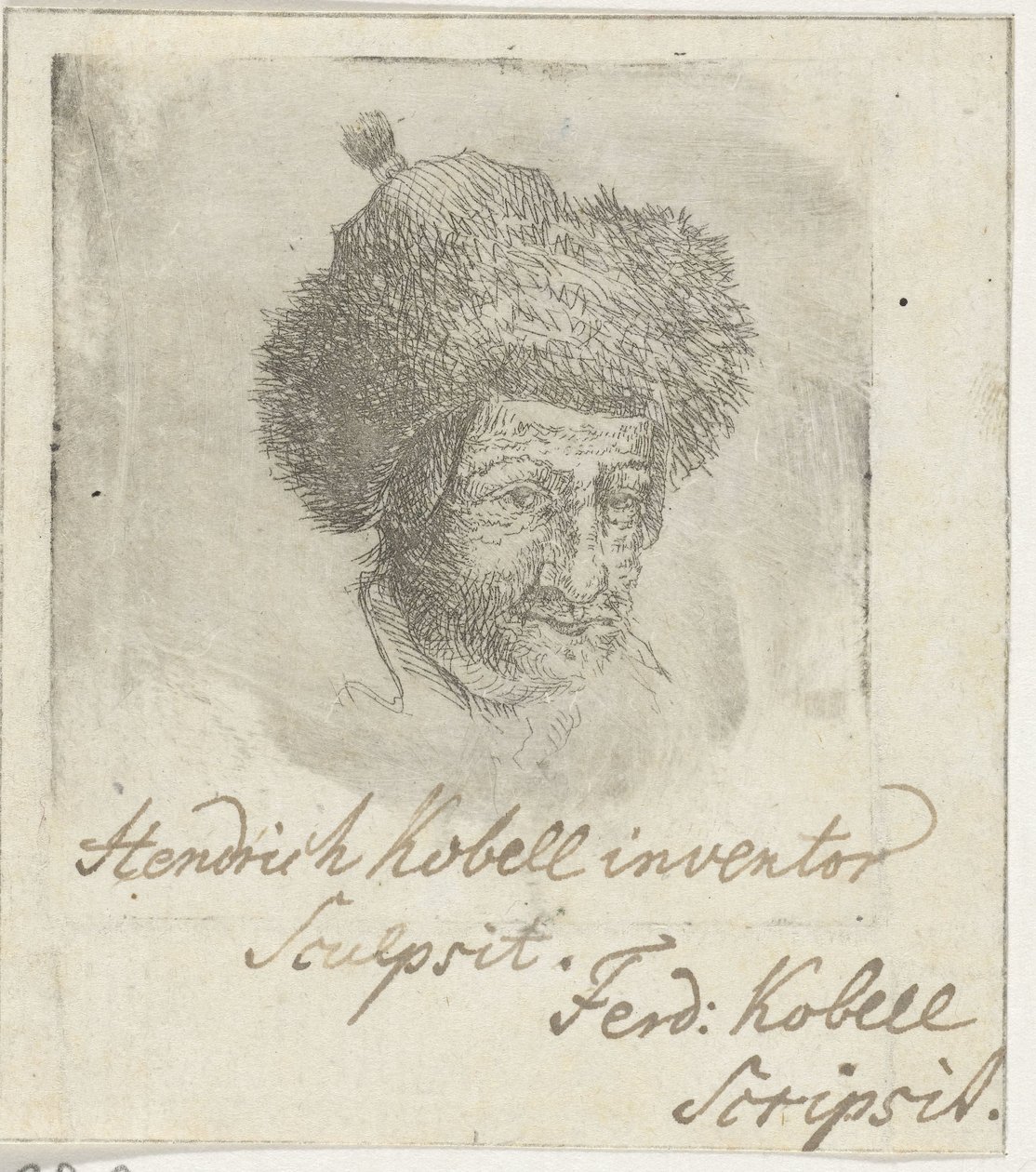 cabeza masculina con sombrero de piel de Hendrik Kobell