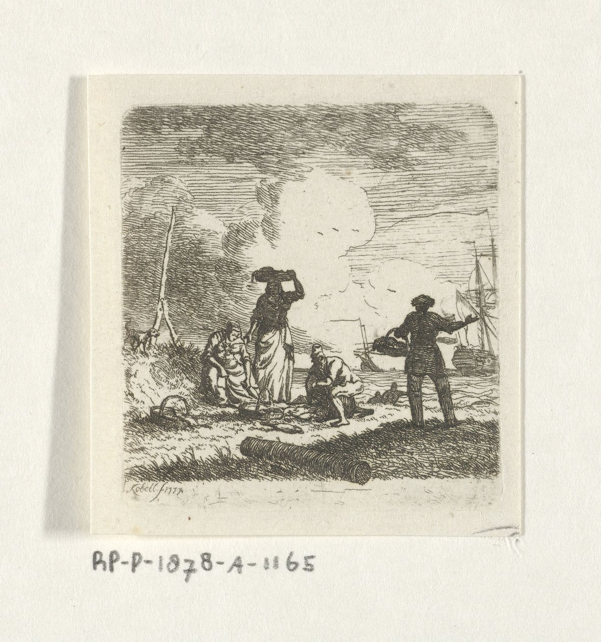 pescadores en la playa de Hendrik Kobell