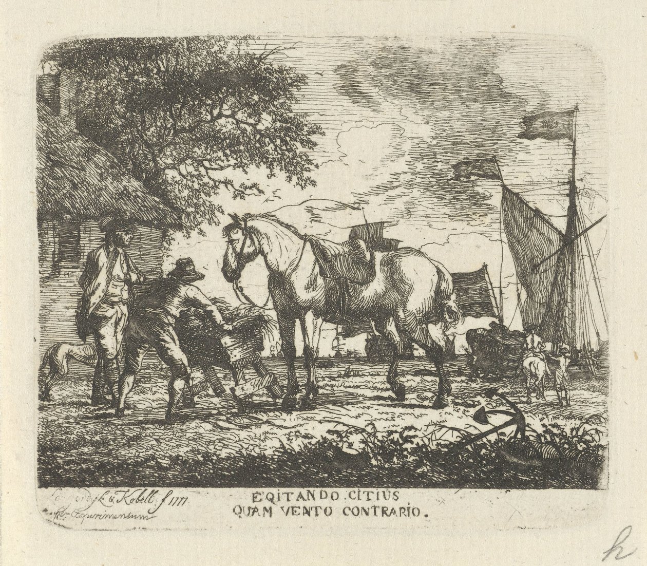 Alimentando al caballo Egitando citius quam vento contrario (título sobre objeto) de Hendrik Kobell