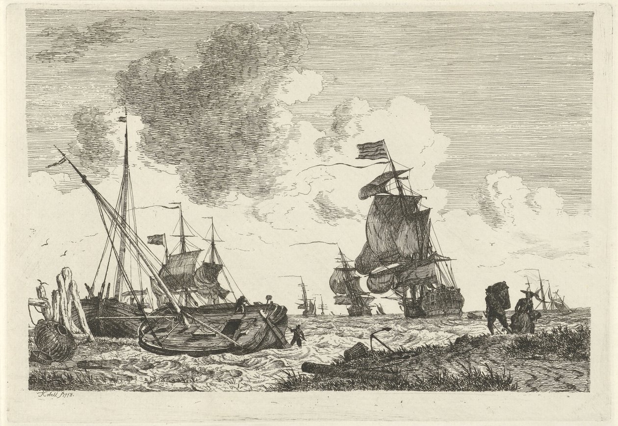 Paisaje marino con viento fuerte de Hendrik Kobell