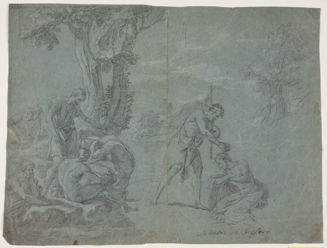 El bautismo de Cristo. Estudio antiguo de una representación de Simone Cantarini de Hendrik Krock