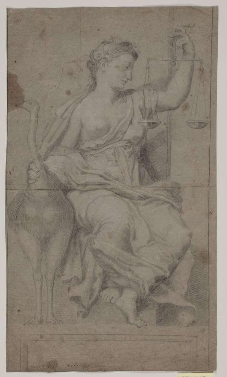 Justitia sentada. (Estudio de figura en la Sala di Costantino, Vaticano, Roma) de Hendrik Krock