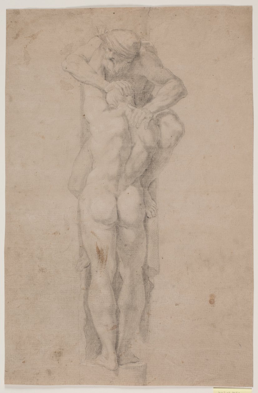 Figura Masculina de Pie, Sostenida (o Presionada) por un Hombre con Barba de Hendrik Krock