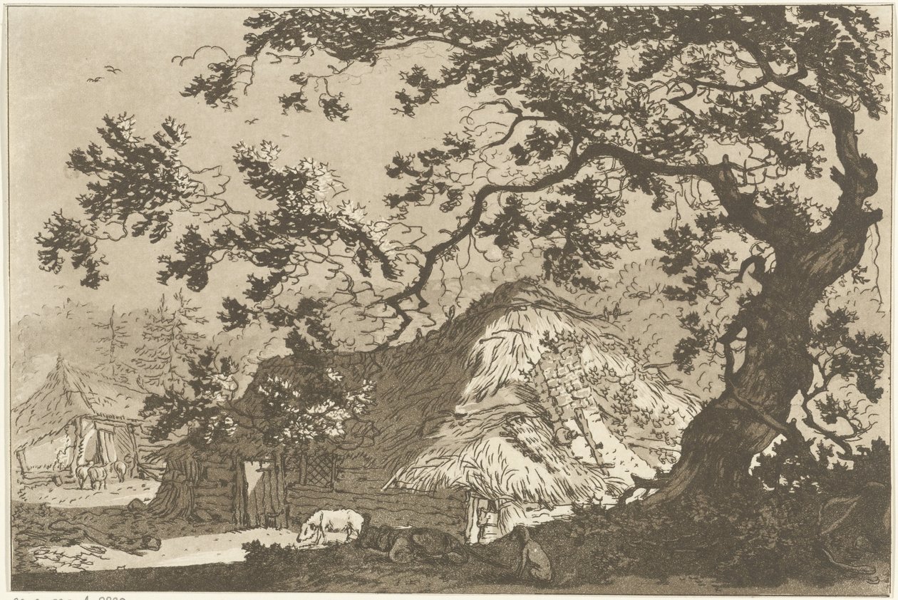 Landschap conoció a twee boerderijen Doce diseños calculados para el uso de quienes están aprendiendo a dibujar paisajes (título de la serie) de Hendrik Meijer