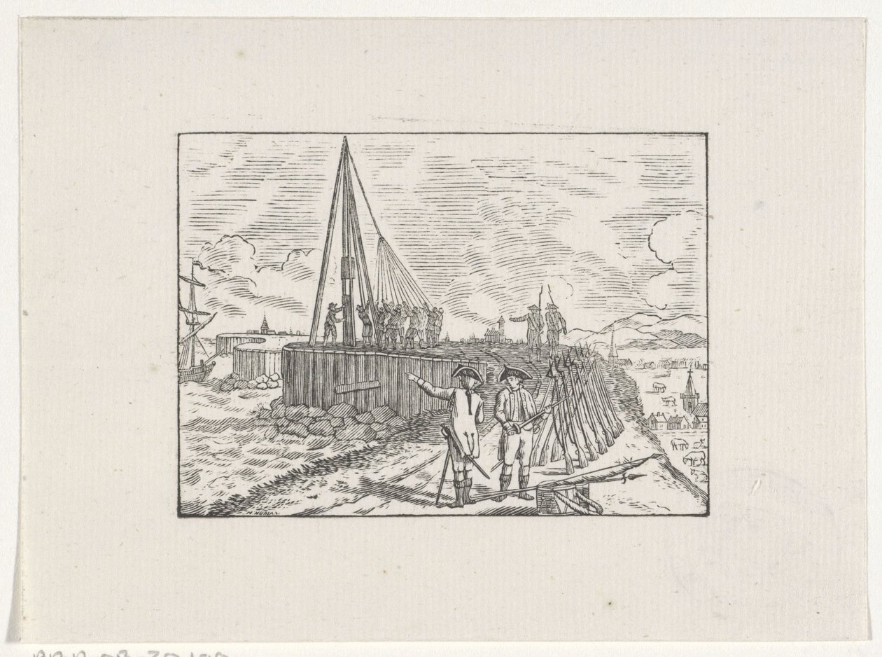 Soldados trabajando en una costa fortificada de Hendrik Numan