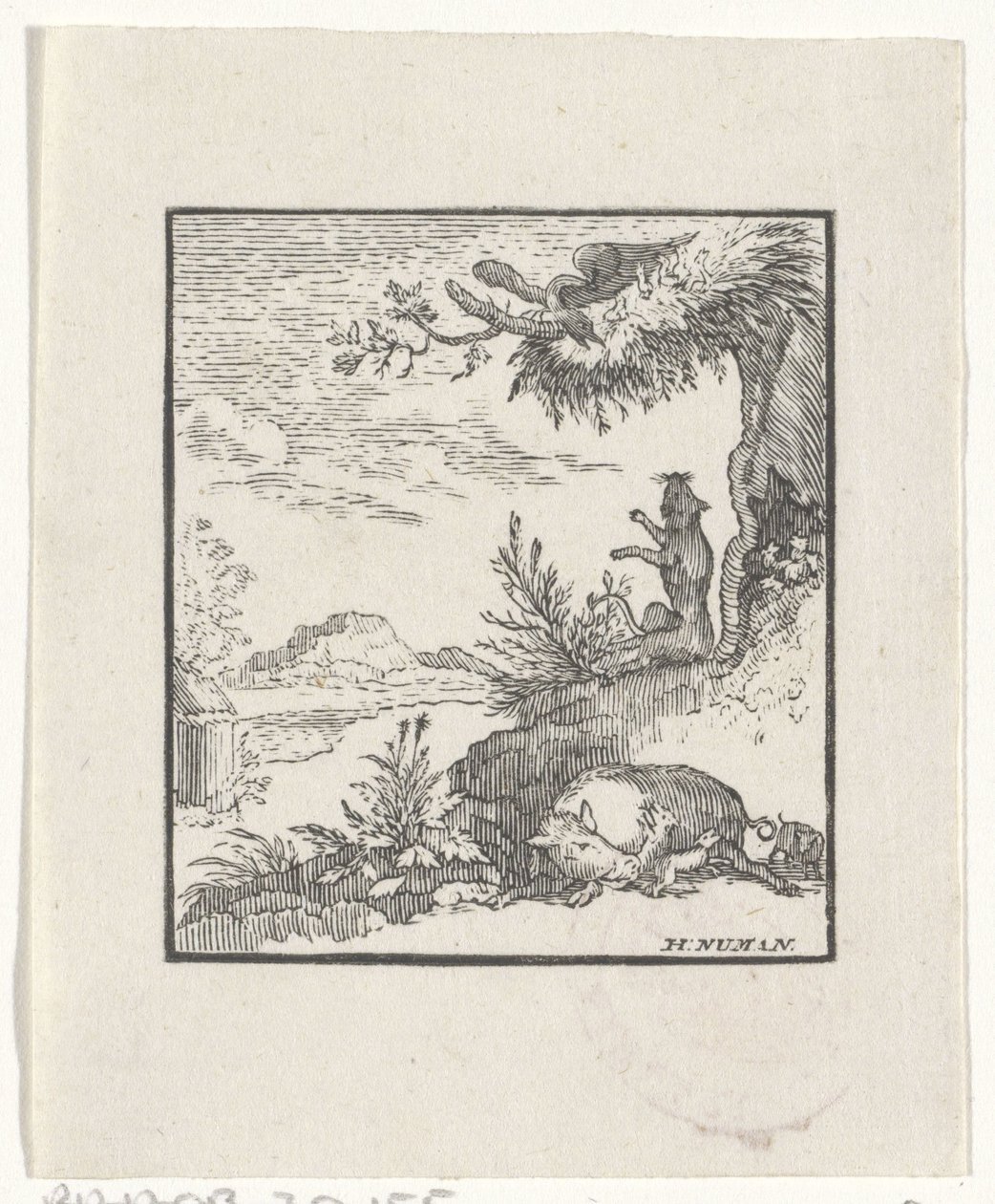 Representación de una historia de las fábulas de Esopo. de Hendrik Numan