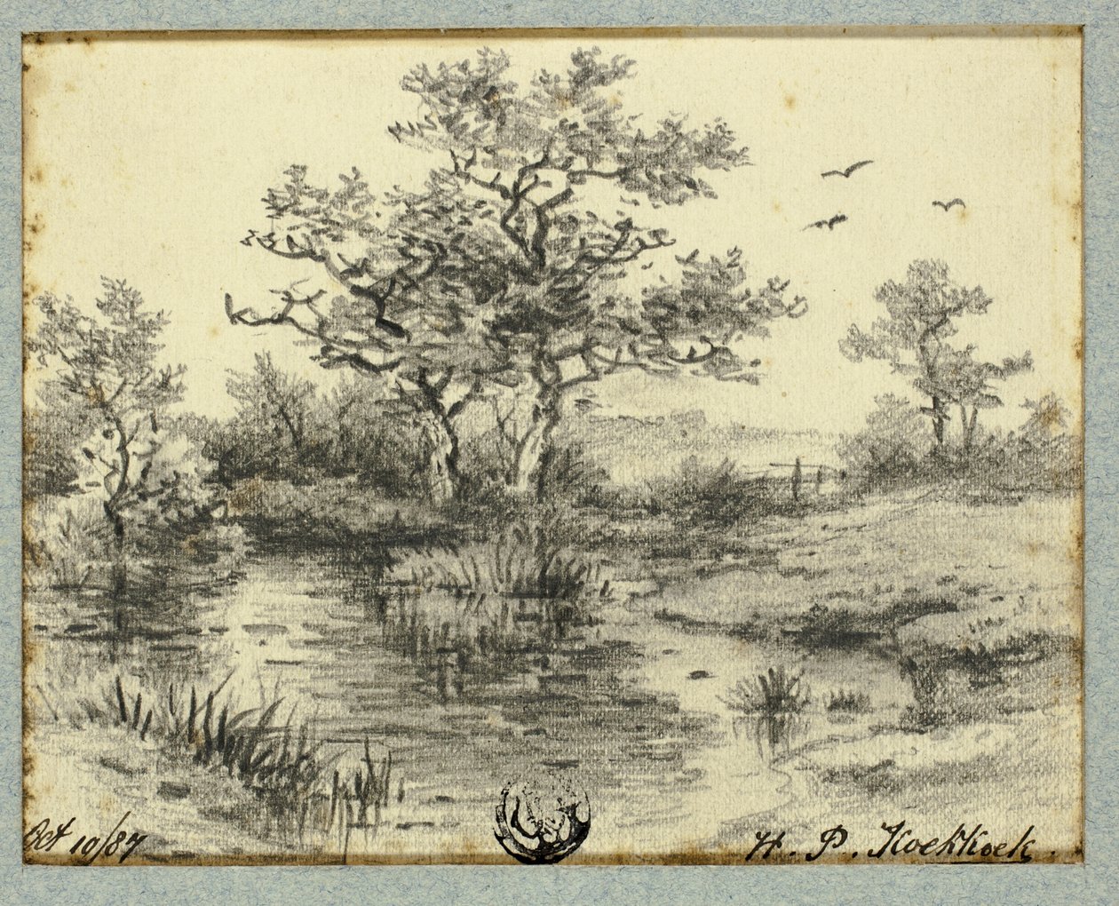 Árboles junto al estanque de Hendrik Pieter Koekkoek