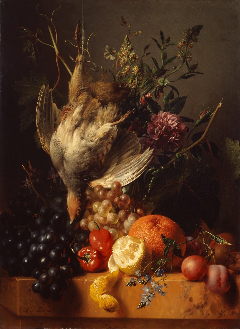 Naturaleza muerta con caza y fruta (óleo sobre lienzo) de Hendrik Reekers