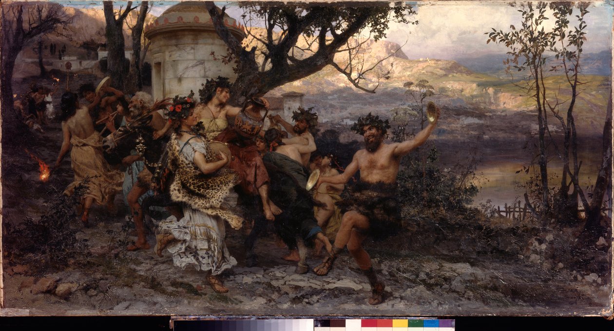 Bacanal. Pintura de Henryk Siemiradzki (1843-1902), óleo sobre lienzo, alrededor de 1890. Arte polaco de Henryk Siemiradzki