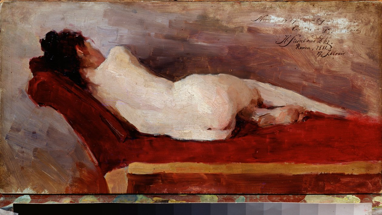 Un modelo en reposo. Pintura de Henryk Siemiradzki (1843-1902), óleo sobre lienzo de Henryk Siemiradzki
