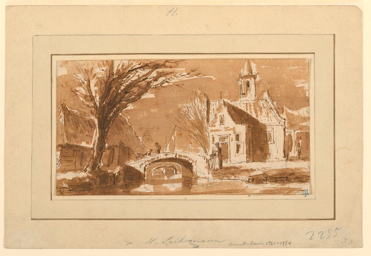 Dibujo, Ciudad sobre un canal, 1750-70 de Hendrik Spilman