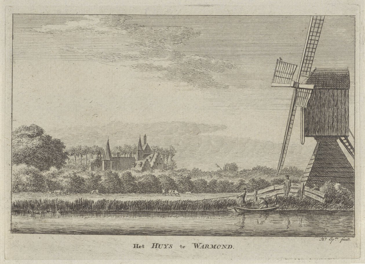 Vista de la Casa Warmond Het Huys te Warmond (título sobre el objeto) de Hendrik Spilman