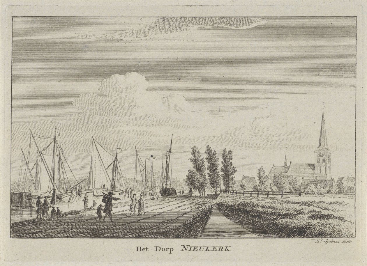 Vista de Nieuwerkerk aan den IJssel El pueblo de Nieukerk (título sobre el objeto) de Hendrik Spilman