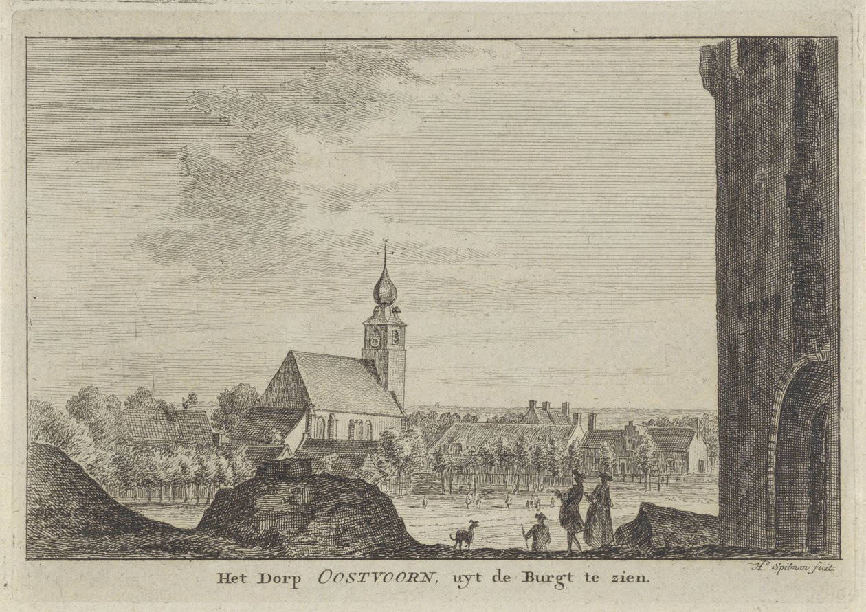 Vista de Oostvoorne El Dorp Oostvoorn, visto desde el Burgt (título sobre el objeto) de Hendrik Spilman