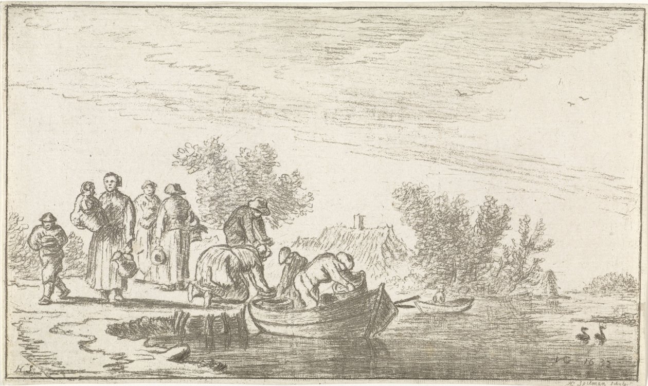 Vista al río con bote de remos amarrado de Hendrik Spilman
