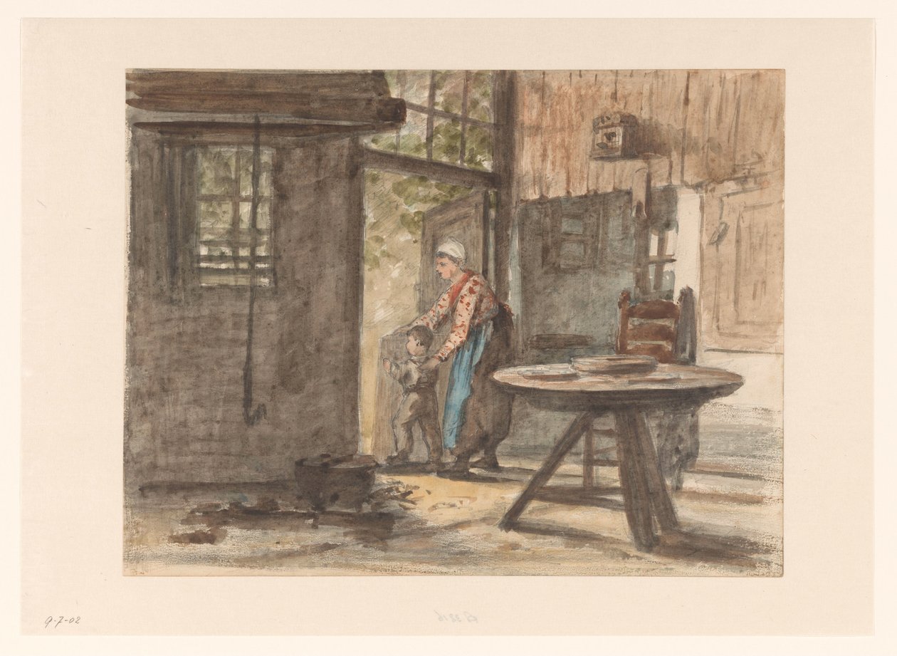 Mujer y niño artesanos de Hendrik Valkenburg