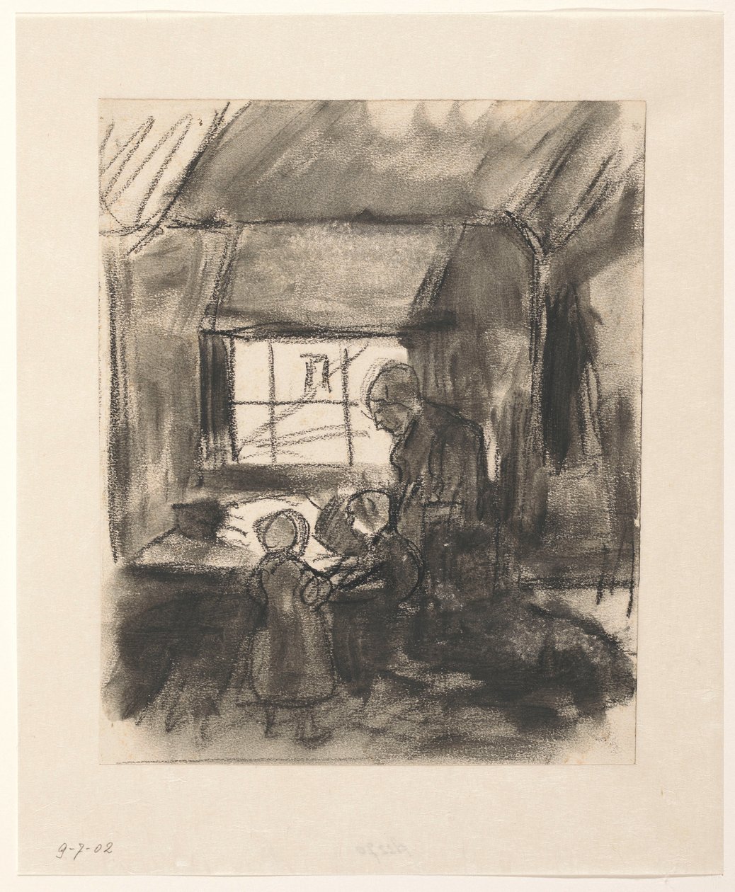 Interior con esposa y dos hijos de Hendrik Valkenburg