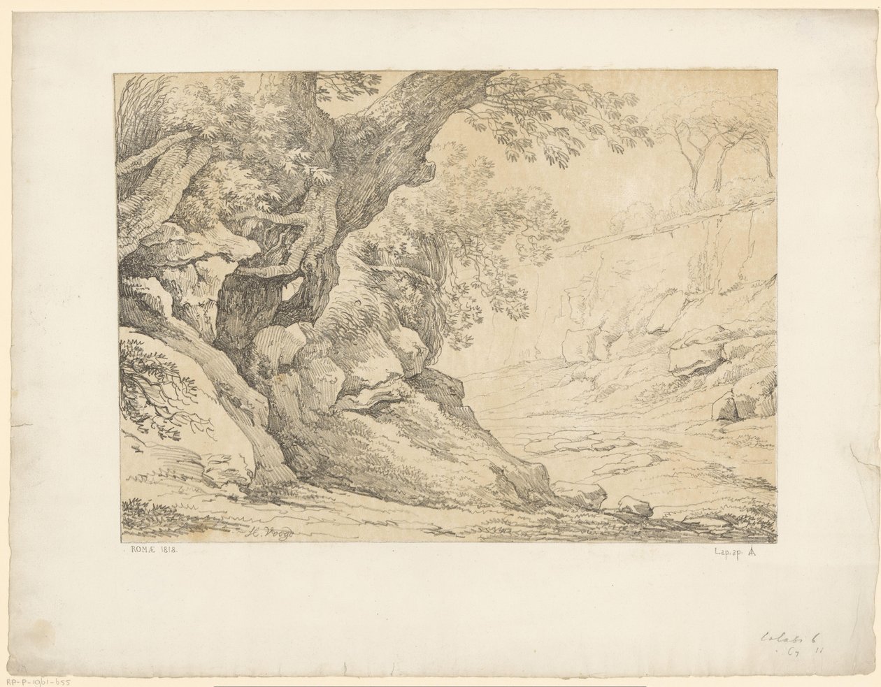 rocas cubiertas de maleza Tentamina Lithographica (título de la serie) Paisajes italianos (título de la serie) de Hendrik Voogd
