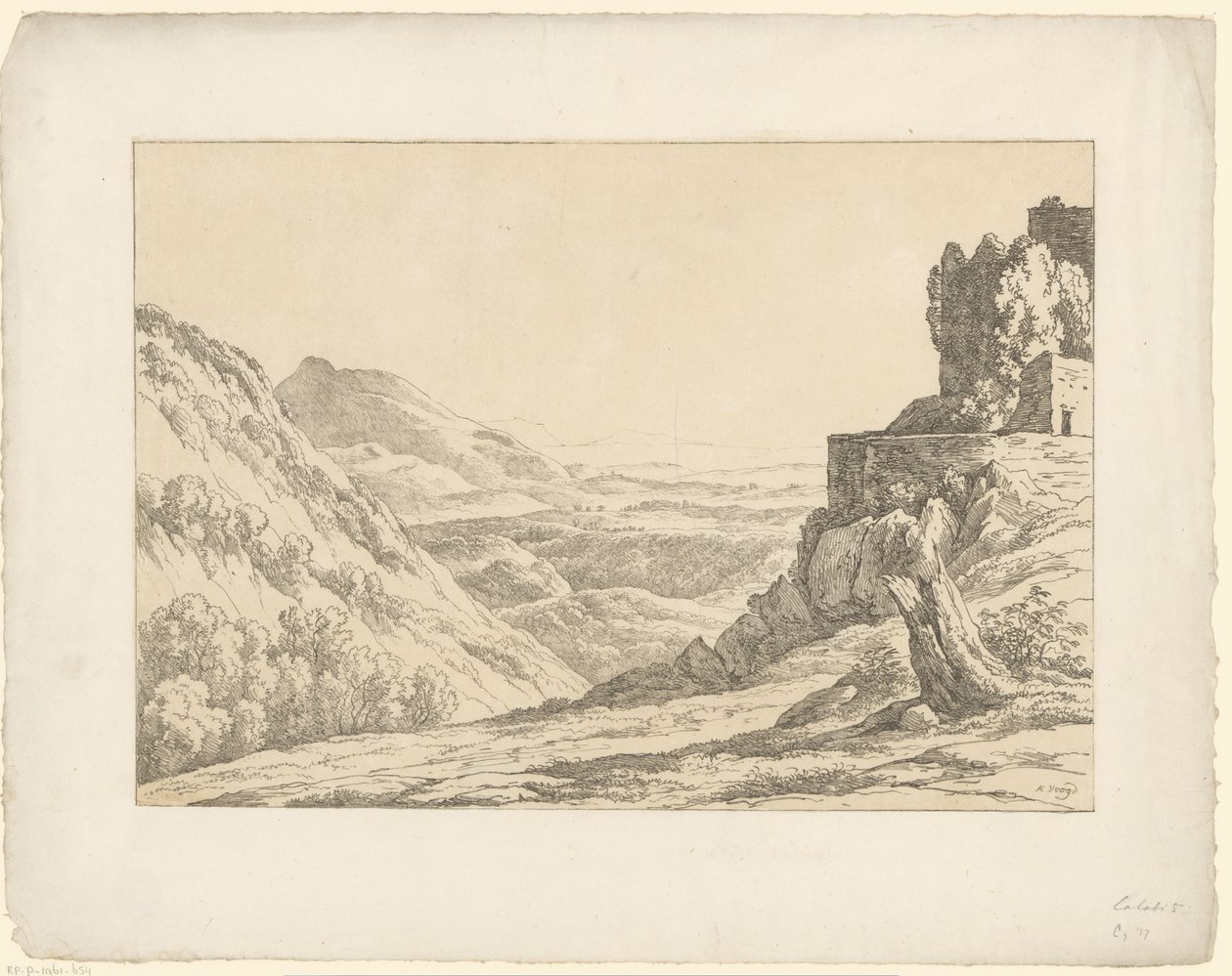 Ruina con vista Tentamina Lithographica (título de la serie) Paisajes italianos (título de la serie) de Hendrik Voogd