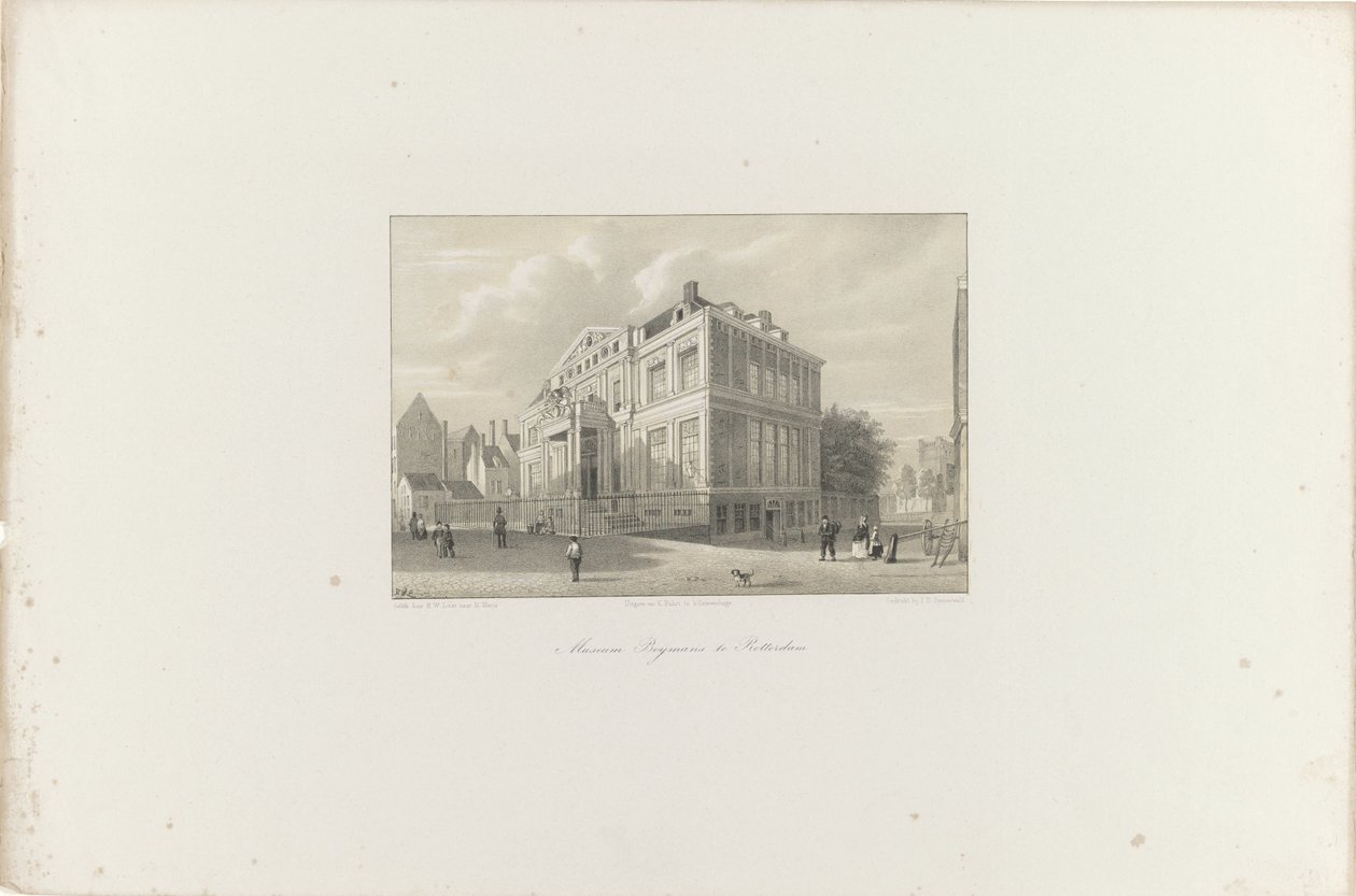 Vista del Museo Boijmans en Rotterdam, 1854 Museo Boijmans en Rotterdam (título sobre objeto) La Sociedad para la Promoción de Toonkunst, su Festival de Música y la ciudad de Rotterdam. memoria del año 1854 (título de serie sobre objeto) de Hendrik Wilhelmus Last