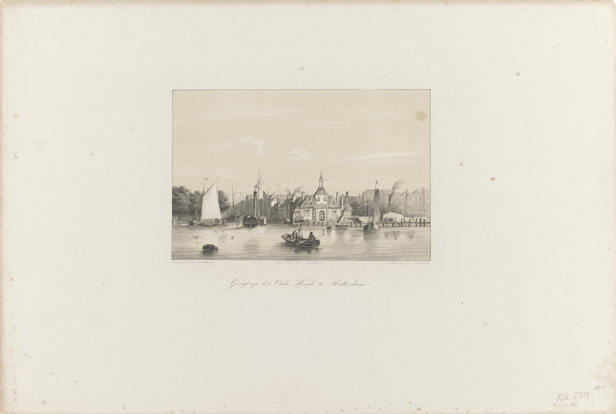 Vista del Oude Hoofd en Rotterdam, 1854 Vista del Oude Hoofd en Rotterdam (título sobre objeto) La Sociedad para la Promoción de Toonkunst, su Festival de Música y la ciudad de Rotterdam. memoria del año 1854 (título de serie sobre objeto) de Hendrik Wilhelmus Last