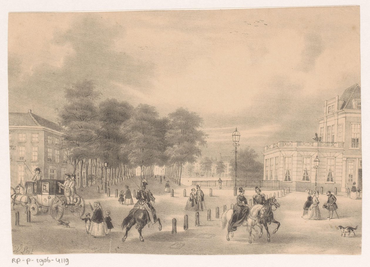 Vista desde la plaza hacia el Vijverberg en La Haya de Hendrik Wilhelmus Last